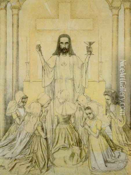 Christus Eucharisticus Oil Painting - Jan Toorop
