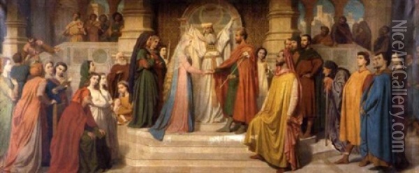 La Mariage De La Vierge Oil Painting - Jean-Baptiste Auguste Leloir