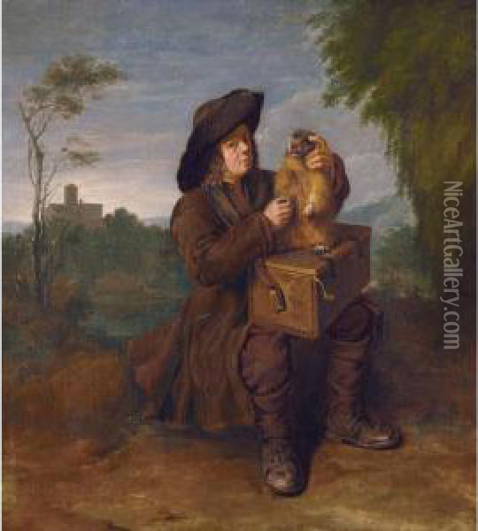 A Savoyard With A Marmotte In A Landscape Oil Painting - Pieter Snyers