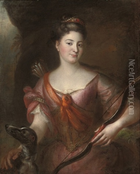 Portrait Of A Lady (marquise De Goulaine?) Oil Painting - Nicolas de Largilliere
