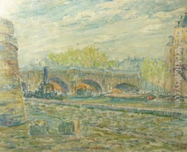 Blick Auf Den Pont Neuf In Paris Oil Painting - Dick Beer
