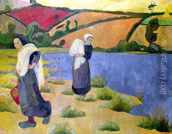 Washerwomen at the Laita River, near Pouldu, 1892 Oil Painting - Paul Serusier