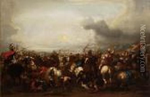 Battaglia Con Cavalieri Oil Painting - Jacques Courtois Le Bourguignon