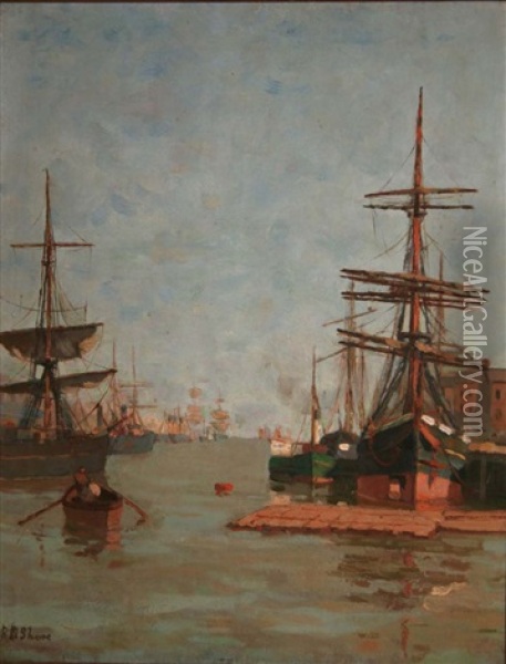 Shipping On The Liffey Oil Painting - Robert S. Shore