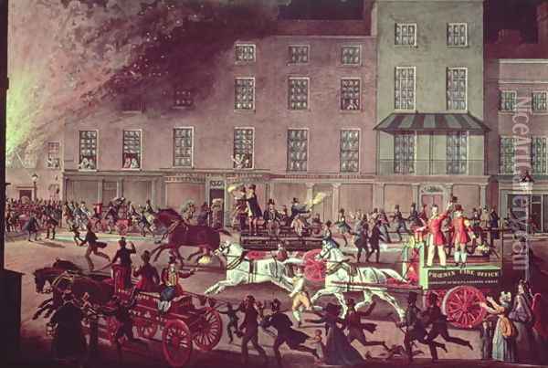 London Fire Engines, c. 1830 Oil Painting - James Pollard