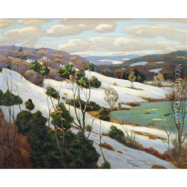 March At Owen Sound (a Gentle Snowfall) Oil Painting - George Thomson