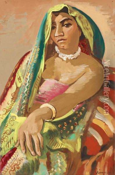 Hinduiskan I Den Indiska Sjalen Oil Painting - Isaac Grunewald