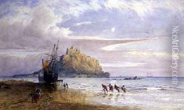 A September Evening St Michaels Mount Cornwall Oil Painting - John Mogford