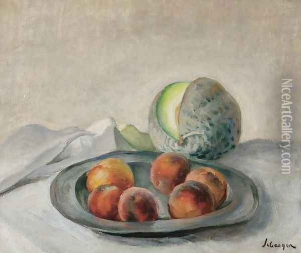 Pêches et melon Oil Painting - Henri Lebasque