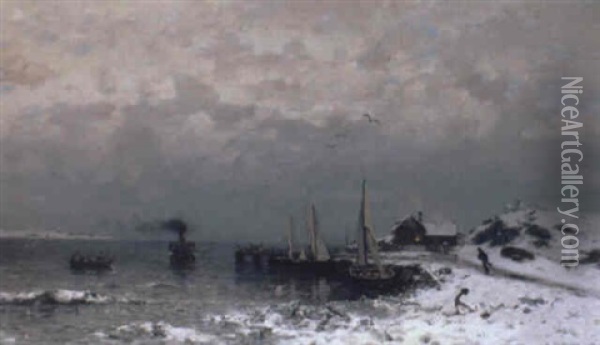 Kustlandskap Om Vintern Oil Painting - Bengt Nordenberg
