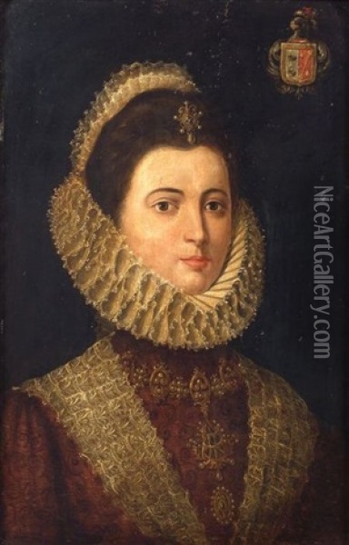 Filomena De Silva Y Mendivil, Countess Of Anteguera, Wife Of Ildefonso Santisteba, Count Of Anteguera, And Equerry Of H.m. King Phillip Ii Oil Painting - Alonso Sanchez Coello