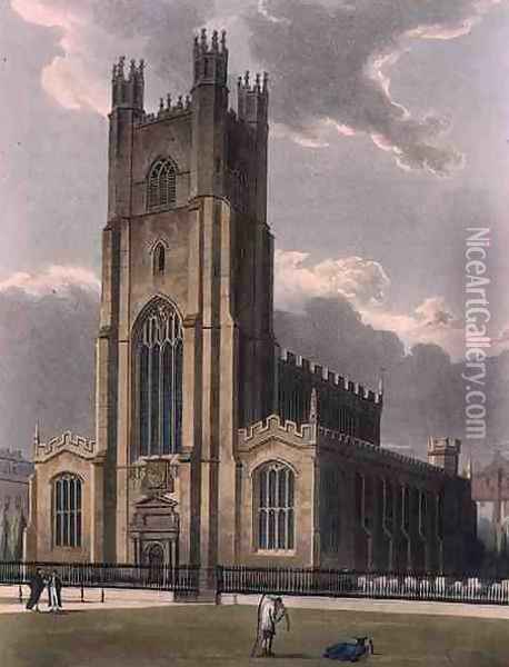 St. Marys Church, Cambridge, from The History of Cambridge, engraved by Daniel Havell 1785-1826, pub. by R. Ackermann, 1815 Oil Painting - Augustus Charles Pugin