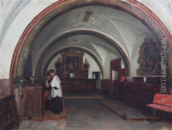 Sacristy Of Salamanca Cathedral Oil Painting - John Bagnold Burgess