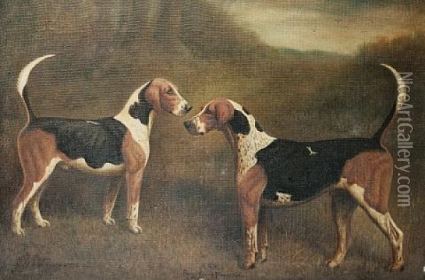 Forger And Foreman, Hounds Of The North Staffordshire Hunt Oil Painting - Herbert H. St. John Jones