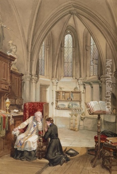 Beichtszene In Der Sakristei Der Trierer Liebfrauenkirche Oil Painting - Louis Haghe