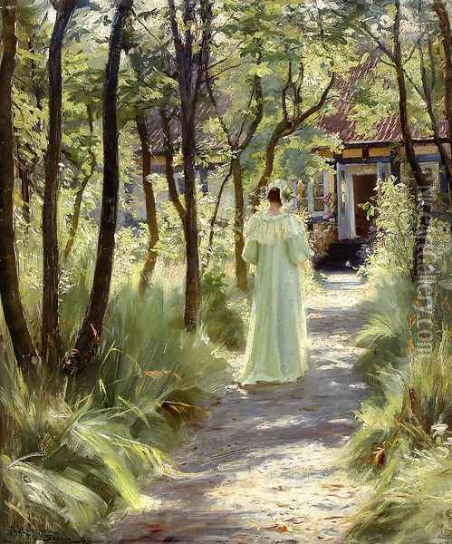 Marie En El Jardin Oil Painting - Peder Severin Kroyer