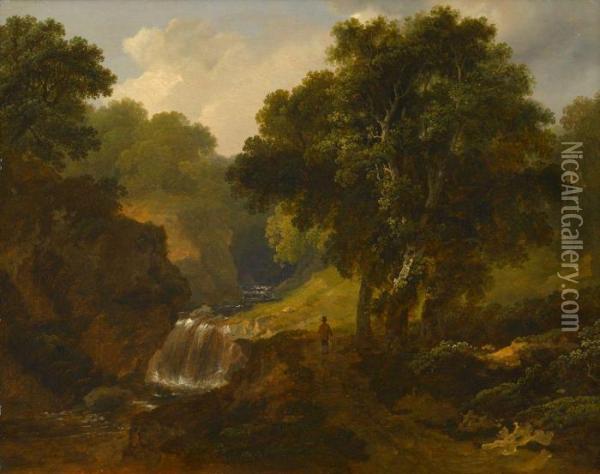 A View On The River Dargle, Co. Wicklow Oil Painting - James Arthur O'Connor