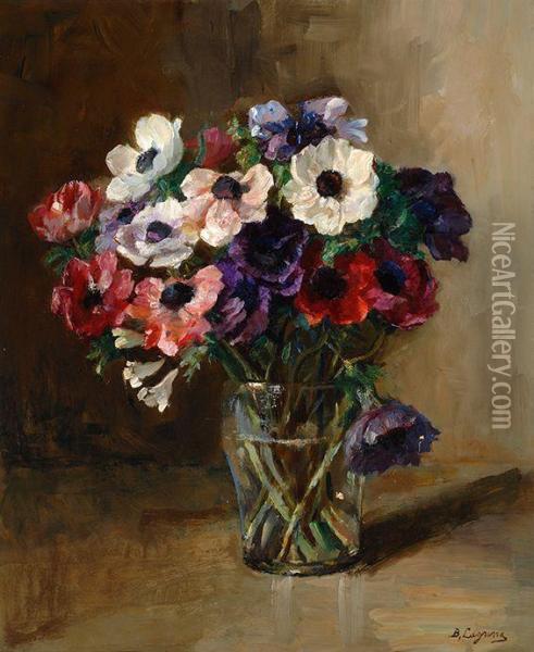 Still Life With Anemone Oil Painting - Baruch Lopez De Leao Laguna