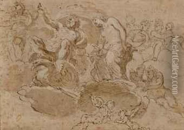Etude De Plafond Avec Jupiter Oil Painting - Domenico Maria Canuti
