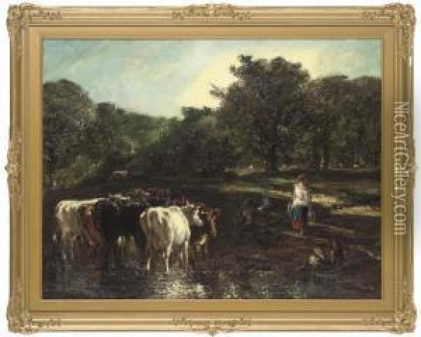 A Sunny Day On The River Oil Painting - Frederick Thomas Underhill