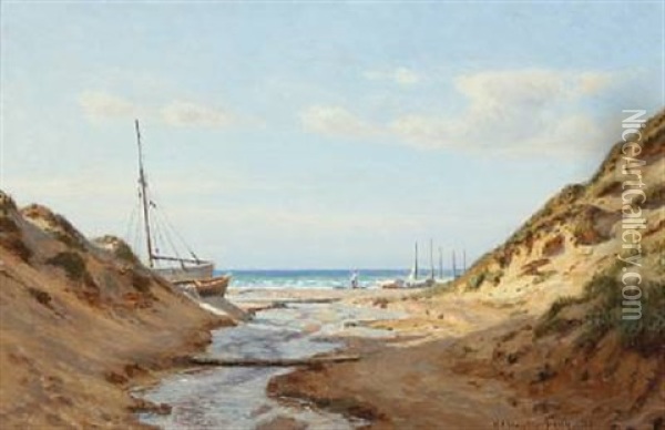 View From The North Jutlandic Coast At Lonstrup Oil Painting - Niels Frederik Schiottz-Jensen