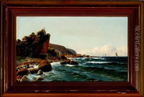 Coastal Scenery From Bornholm Island, Denmark Oil Painting - Holger Peter Svane Lubbers