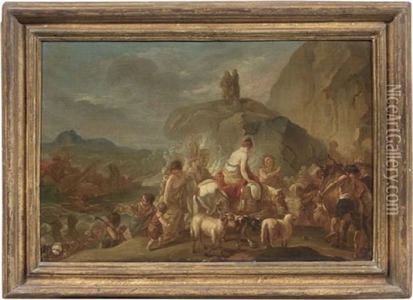 Mose Divide Le Acque (il Passaggio Del Mar Rosso) Oil Painting - Carlo Antonio Tavella