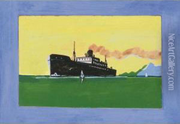 Lake Freighter Oil Painting - Tom Thomson