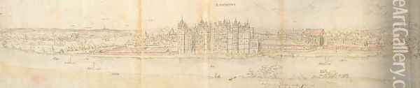 Richmond Palace from Across the Thames, 1562 Oil Painting - Anthonis van den Wyngaerde