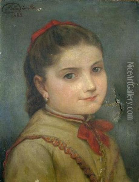 Portrait Of A Young Girl Oil Painting - Adeline Chevallier