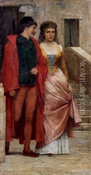 Les Amoureux A Venise Oil Painting - Eugen von Blaas