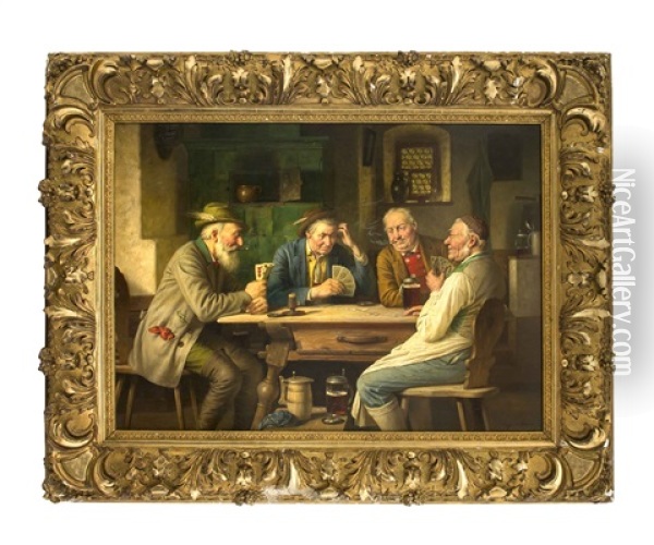 Das Kartenspiel Oil Painting - Josef Wagner-Hohenberg