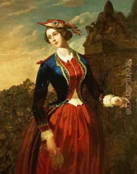 Portrait of Jenny Lind 1820-87, the Swedish Nightingale Oil Painting - Joseph Rubens Powell