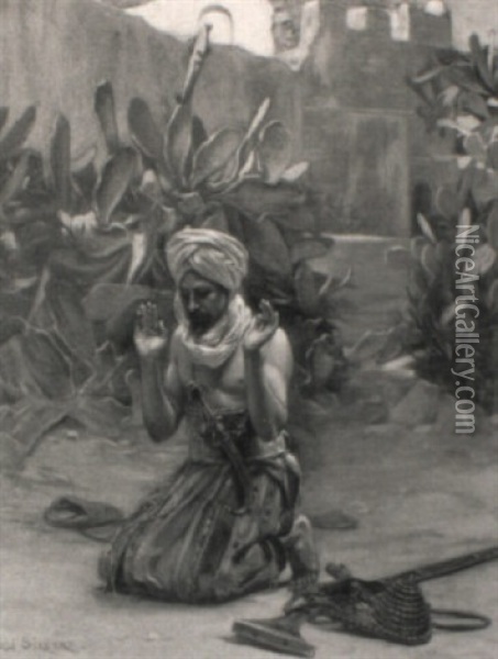 La Priere Du Matin Au Maroc Oil Painting - Marie-Jose Jean Raymond Silbert