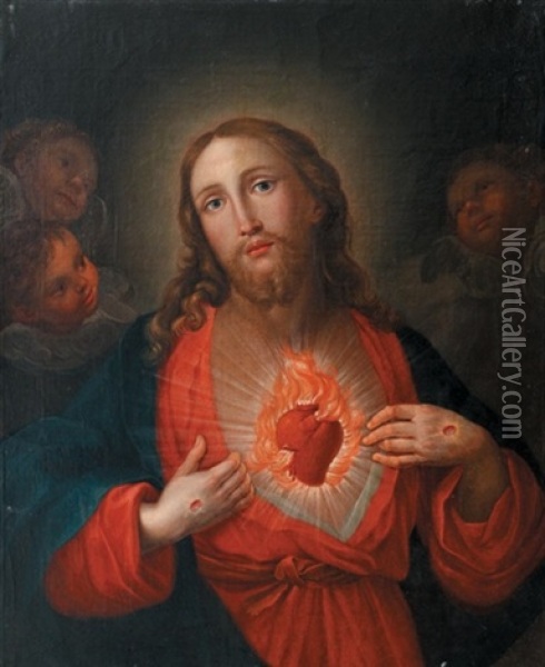 Jesus Christ Et Le Cour Ardant Oil Painting - Anton Raphael Mengs
