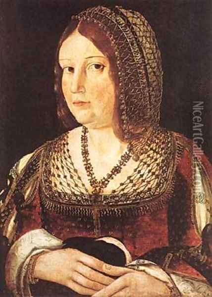 Lady With A Hare Oil Painting - Ambrogio Borgognone