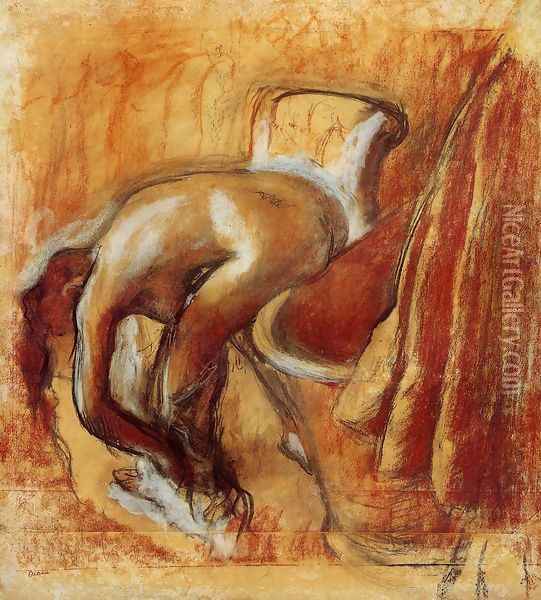 After the Bath, Woman Drying Herself IV Oil Painting - Edgar Degas