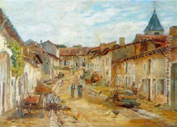 Le Village Oil Painting - Edmond Marie Petitjean