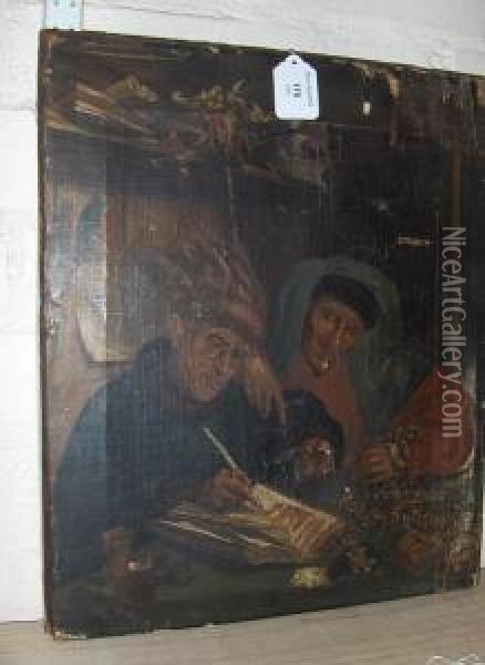 The Moneylender And Wife Oil Painting - Marinus van Reymerswaele