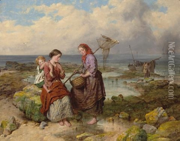 The Young Shrimpers Oil Painting - Isaac Henzell
