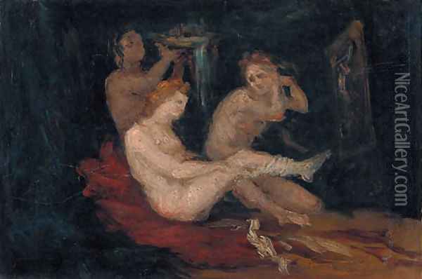 Femmes s'habillant Oil Painting - Paul Cezanne