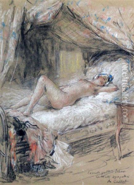 Nudes In Interiors Oil Painting - Antoine Calbet