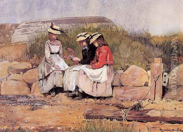 Girls with Lobster (or A Fisherman's Daughter) Oil Painting - Winslow Homer