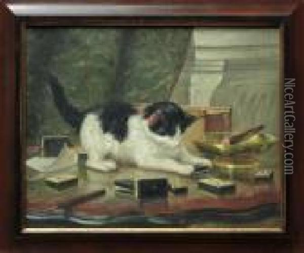 Kittens With Dominos Oil Painting - Henriette Ronner-Knip
