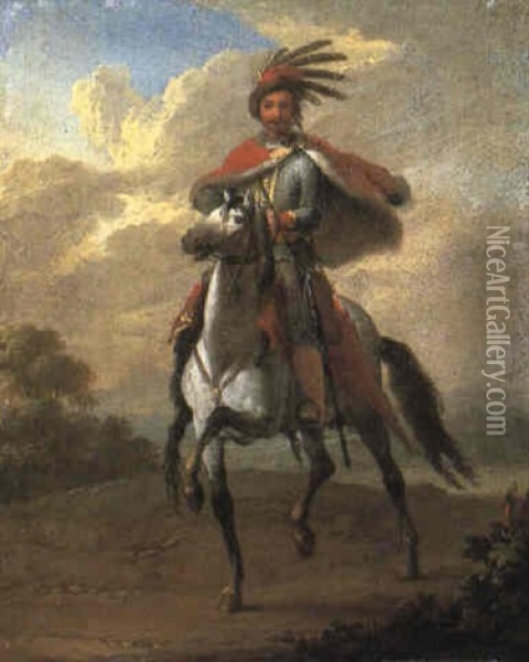 Hussar On Horseback Oil Painting - Franz de Paula Ferg