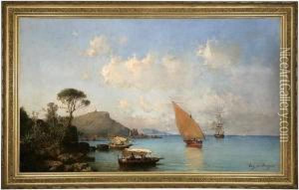 View Of The Coast Of The Isle Of Capri Oil Painting - Tony Francis De Bergue