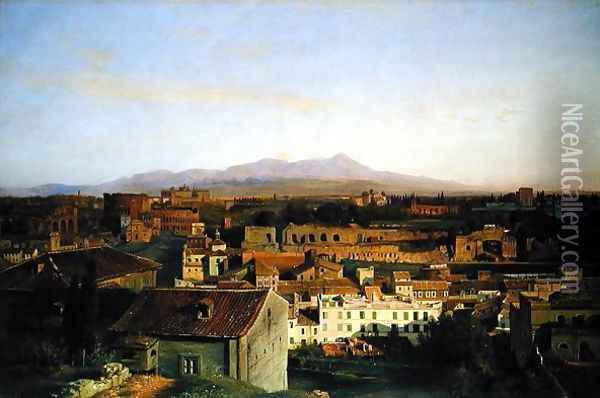 View from Rome Oil Painting - Louis Gurlitt