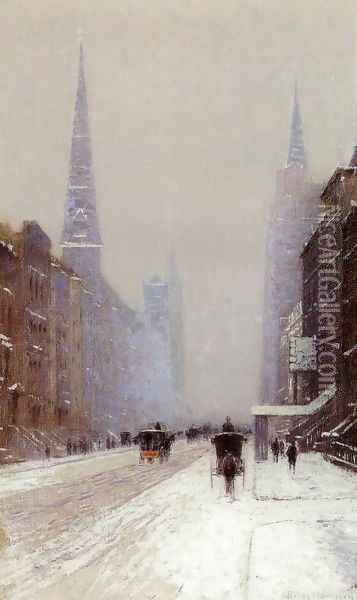 Fifth Avenue in Winter Oil Painting - Lowell Harrison