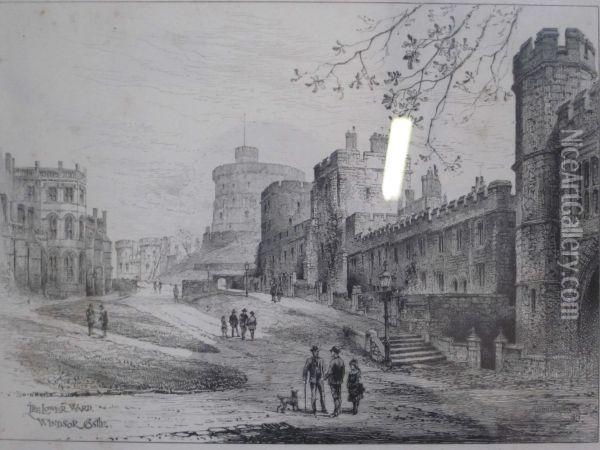 The Lower Ward, 
Windsor Castle Oil Painting - Herbert Railton