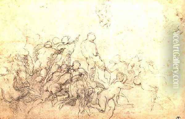 Study for the Battle of Cascina 1505-06 Oil Painting - Michelangelo Buonarroti